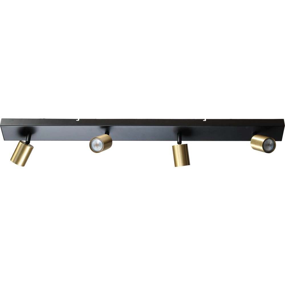 Plafondlamp zwart Bounce met 4 gouden spots