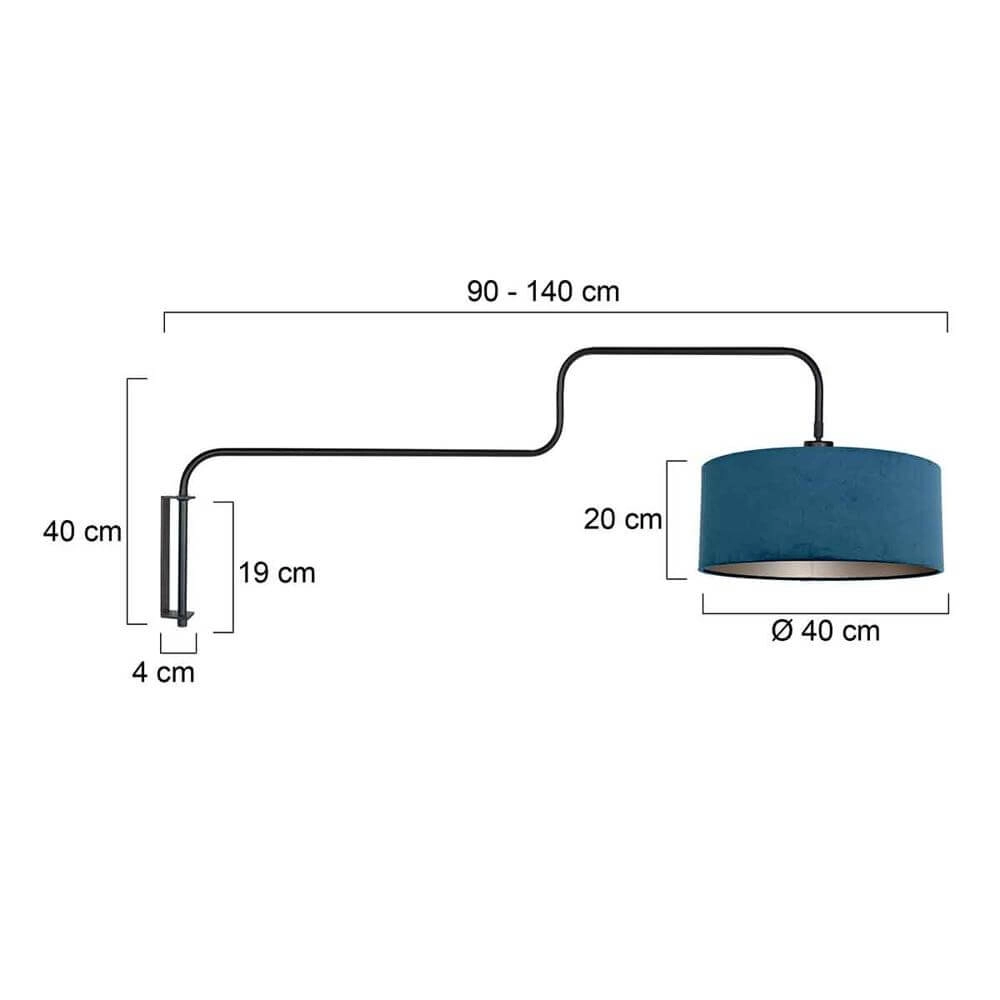 Wandlamp Bloeba zwart met blauwe kap Steinhauer 8712746177121