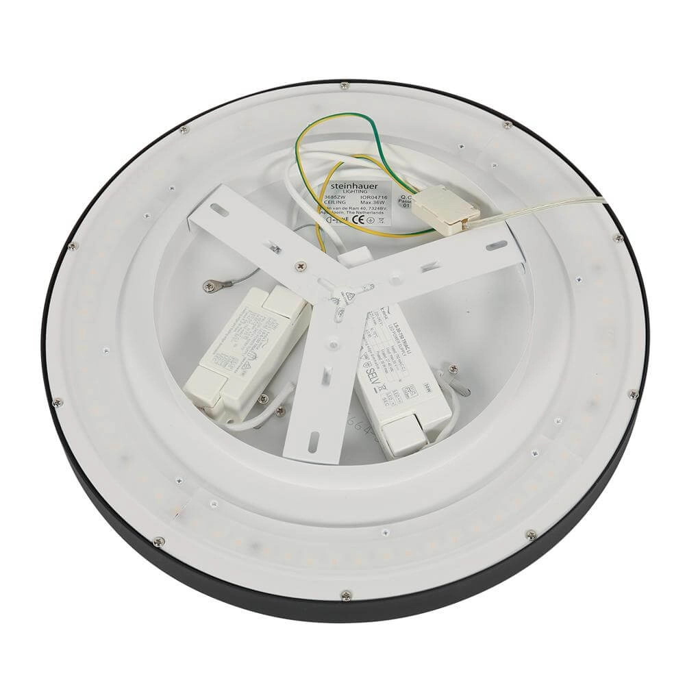 Strakke plafondlamp Flady zwart Ø 40cm Steinhauer 8712746171846