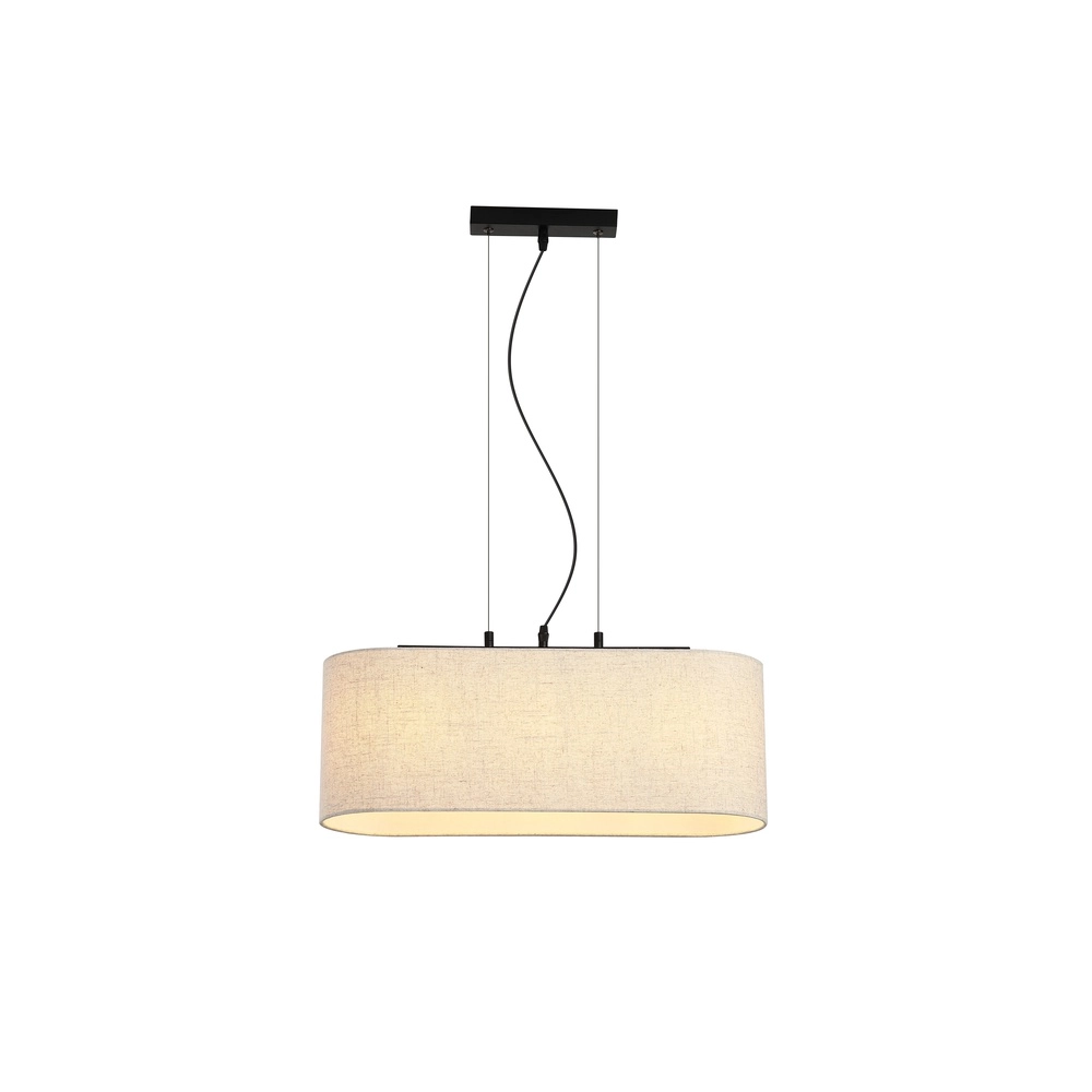 Hanglamp Hessian zwart met linnen kap