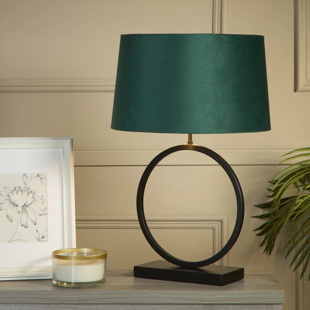 Tafellamp Elegant zwart met emerald kap Searchlight 5053423305462