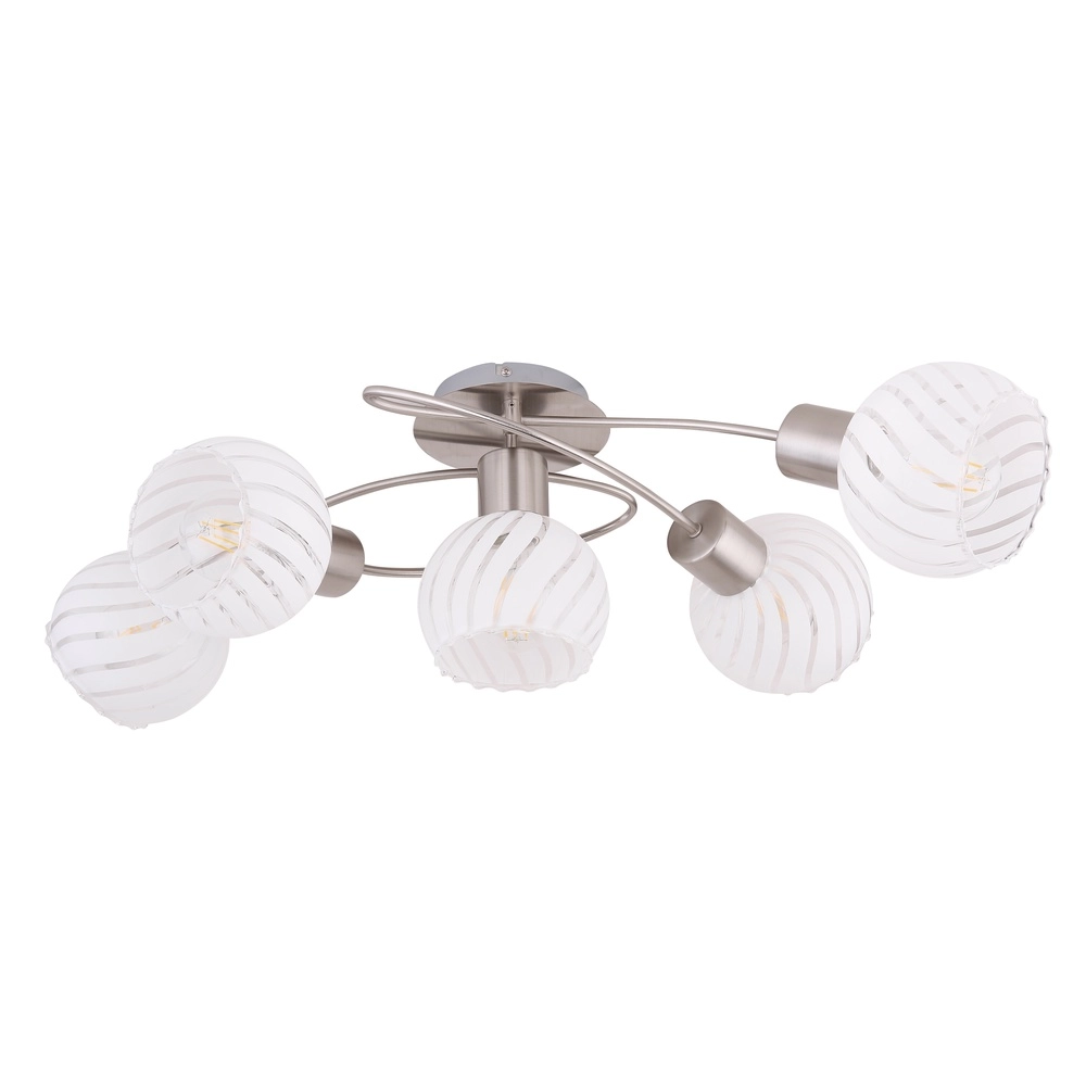 Plafondlamp Willy nikkel 5-lichts Globo 9007371406111