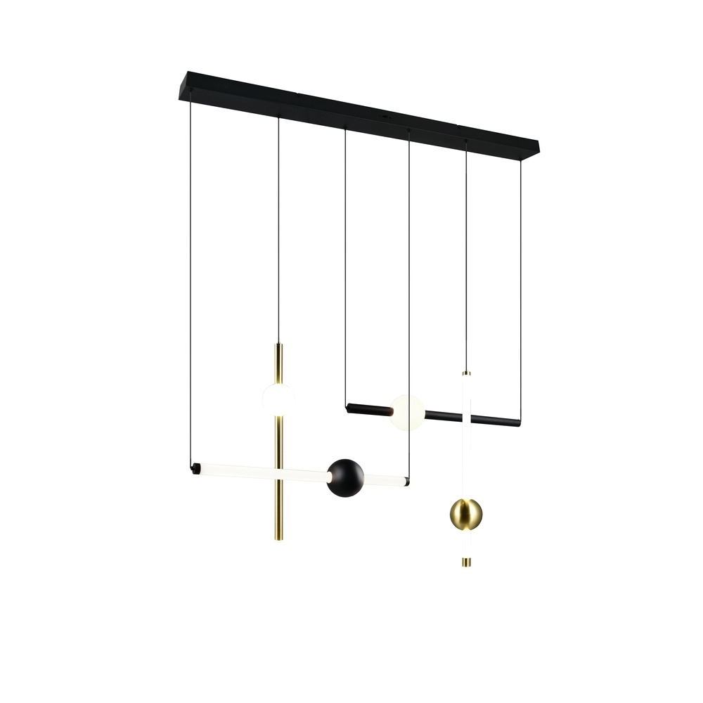 Moderne hanglamp Melita zwart met goud Trio 4017807661910