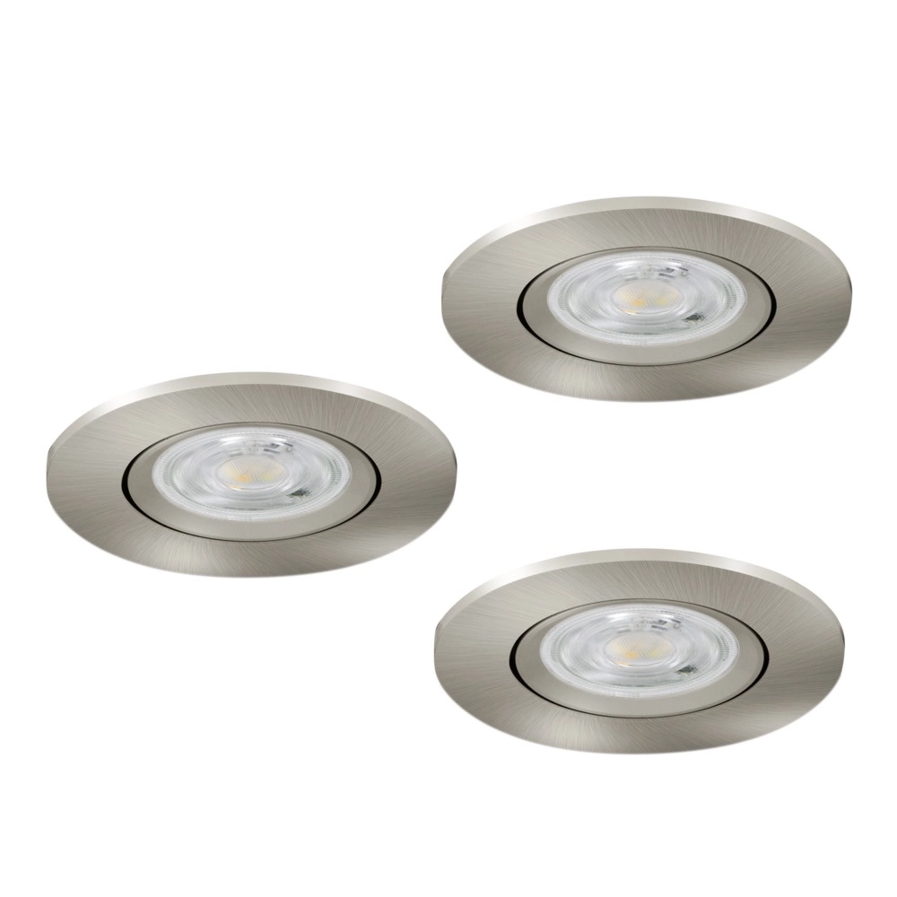Set van 3 inbouwspots Barranco nikkel Ø 8,4cm IP44 - 4000K Eglo 9008606359325