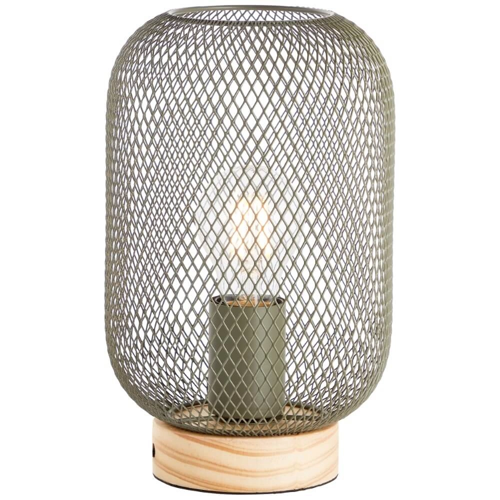 Groene tafellamp Giada met hout