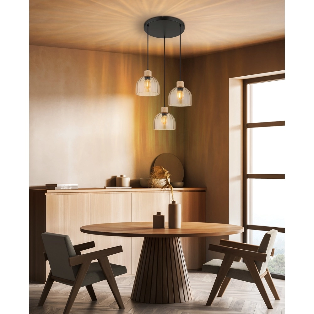 3-lichts hanglamp Swanson zwart Globo 9007371580651