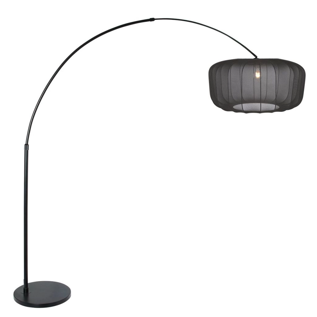 Zwarte booglamp Vela Lino met zwarte kap Ø60cm
