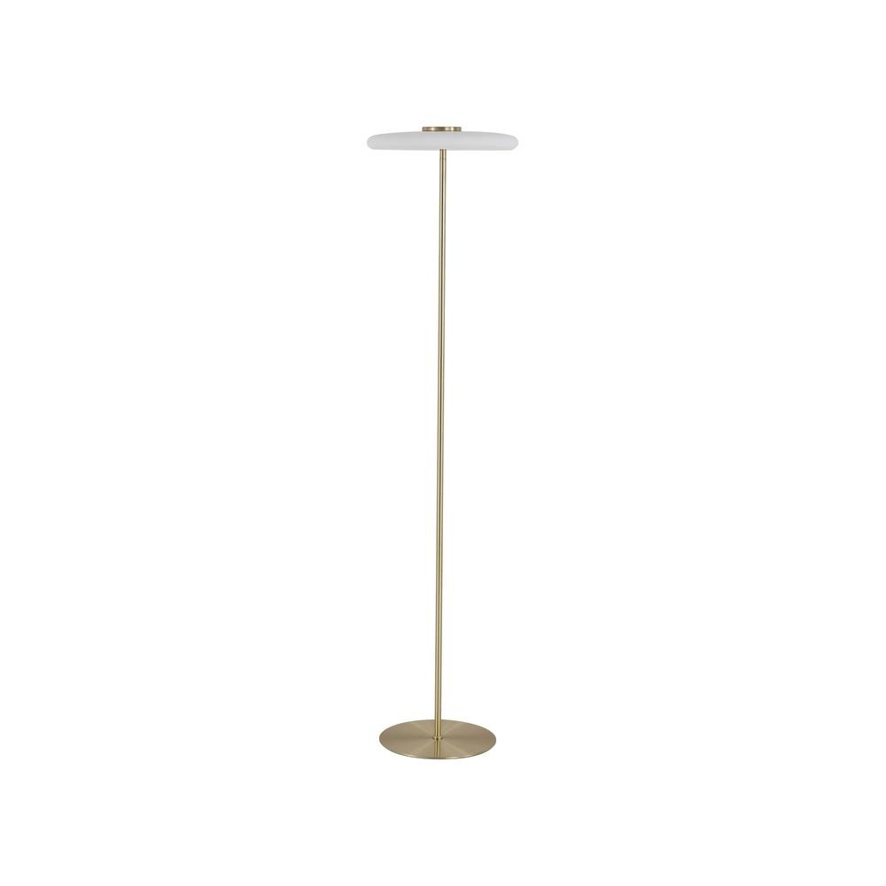 Vloerlamp Record goud met wit glas