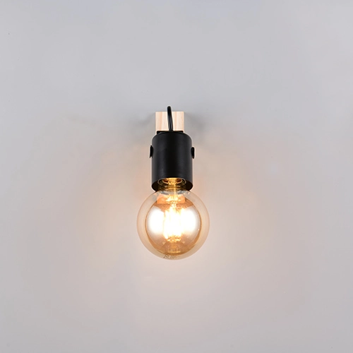 Plafondlamp Lynar zwart met hout Trio 4017807670684