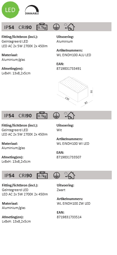 Led gevelspot Eindh 13cm - wit Artdelight 8719831733507