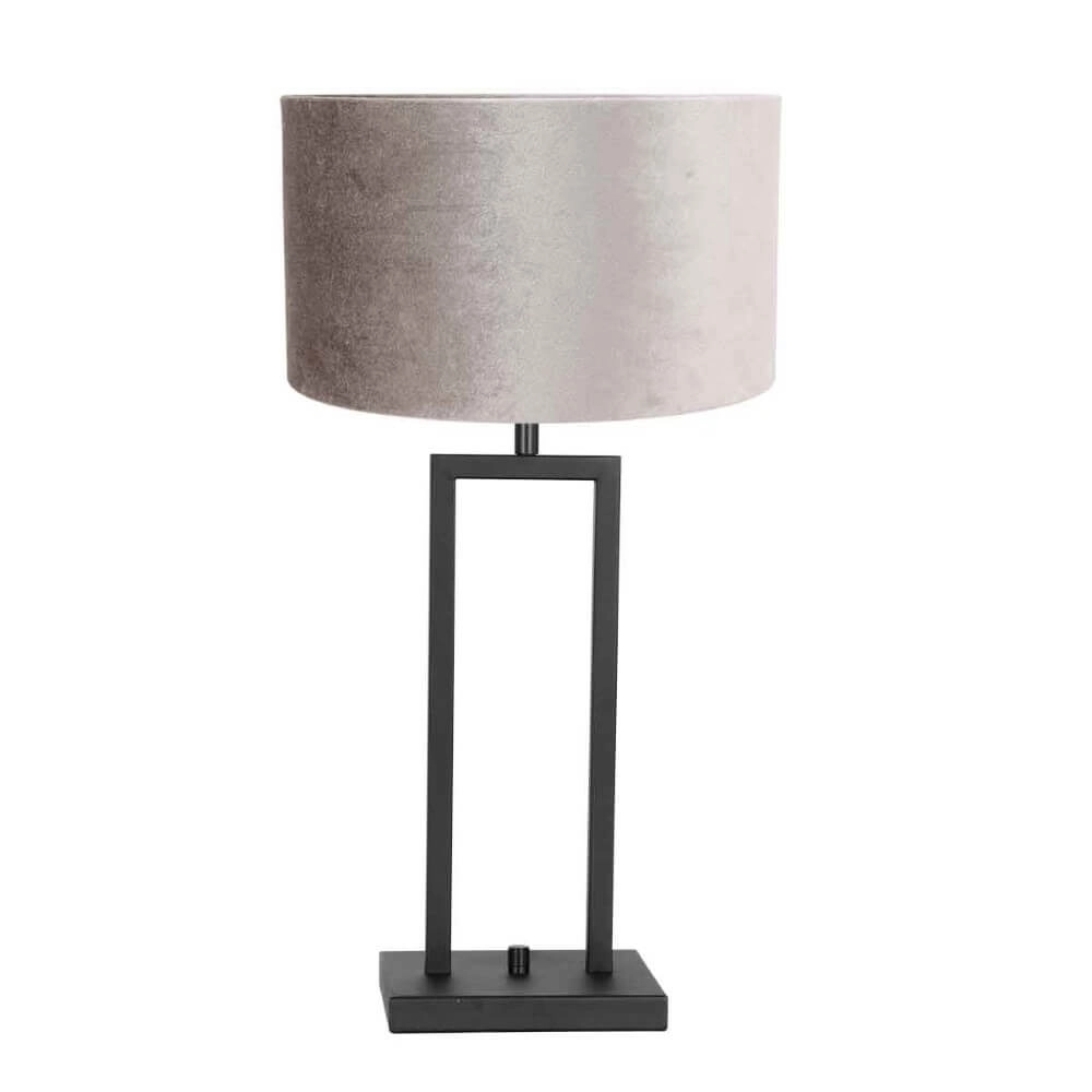 Tafel schemerlamp Stanger zilver velvet met zwart