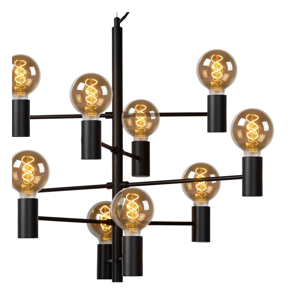 Hanglamp Leanne 10-lichts zwart Lucide 5411212211101