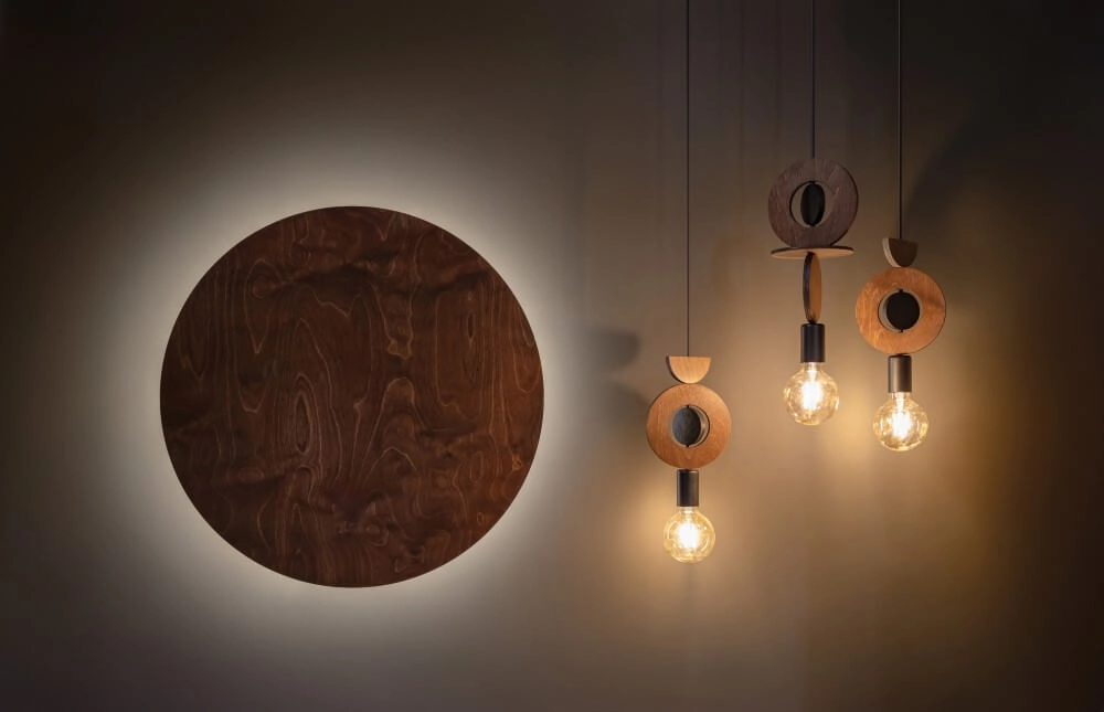 Design hanglamp Drops Wood C 1-lichts hout Lyora 5903139111751