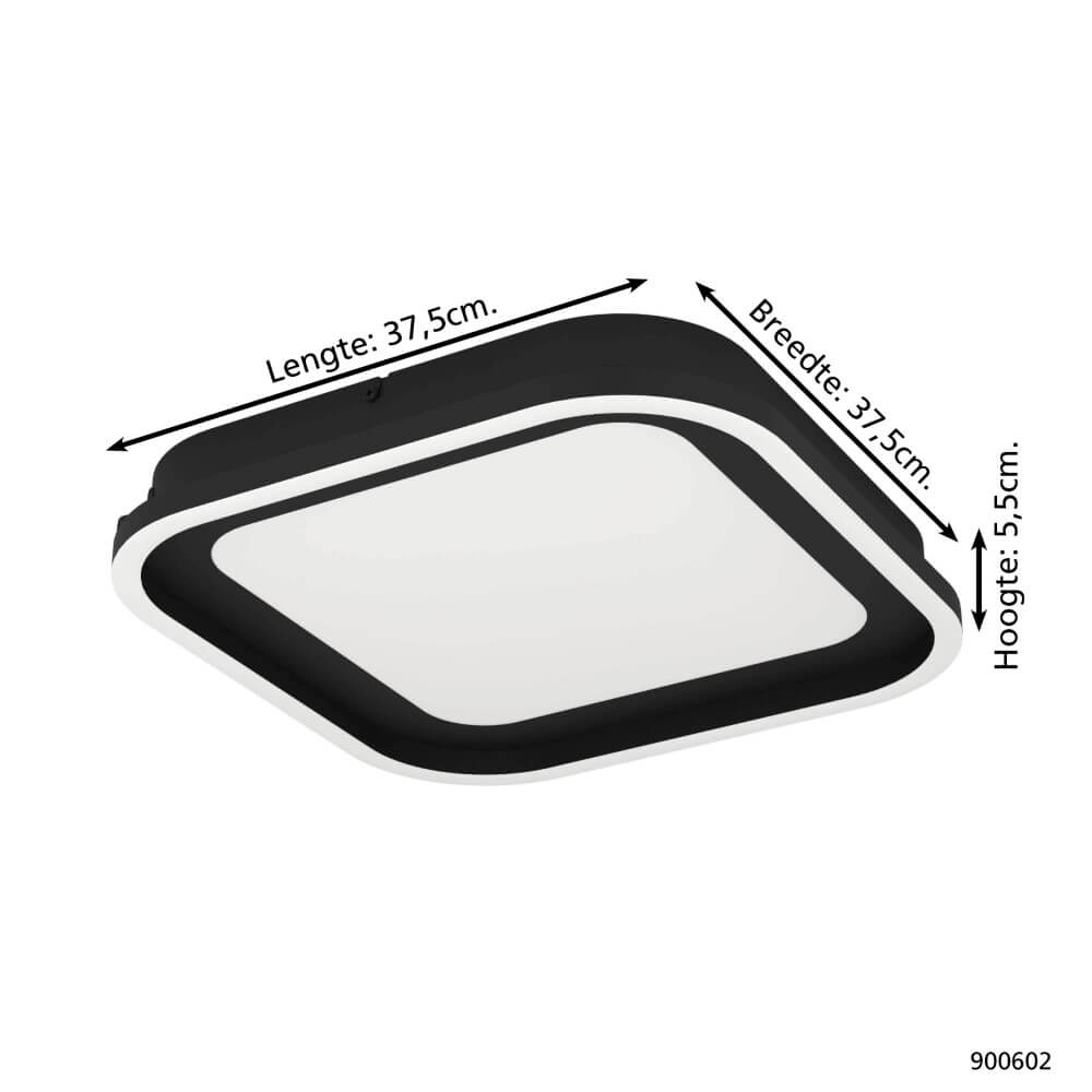 Zwarte plafonnière Calagrano 38x38 Eglo 9008606245000