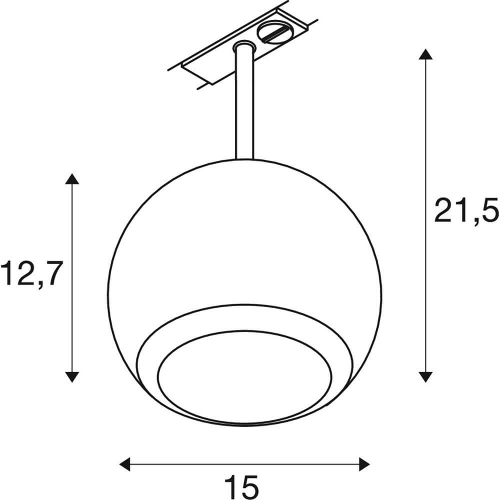 Spot voor rail Light Eye 150 zwart Ø 15cm 1-fase SLV 4024163295444