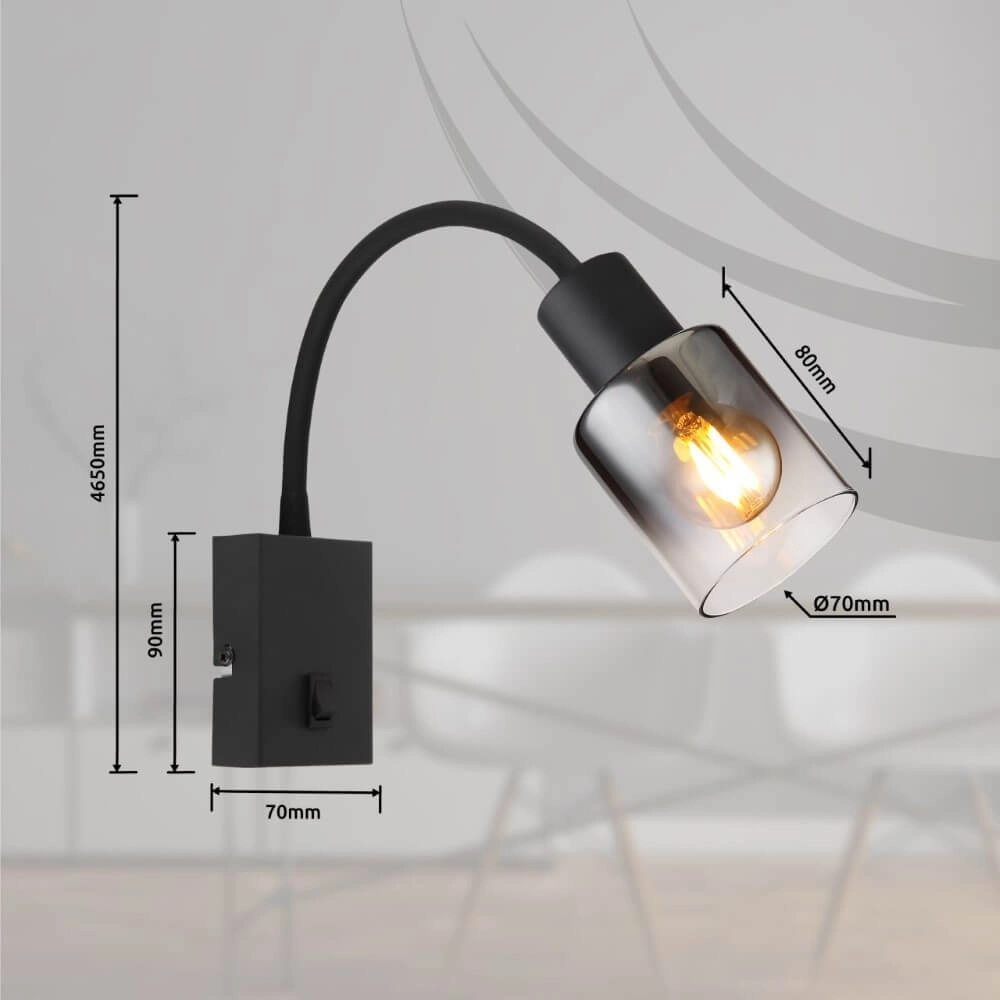 Flexibele wandlamp Hubertus met schakelaar Globo 9007371449026