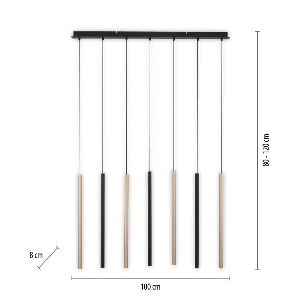 Unieke hanglamp Flute 7-lichts Paul Neuhaus 4012248374771