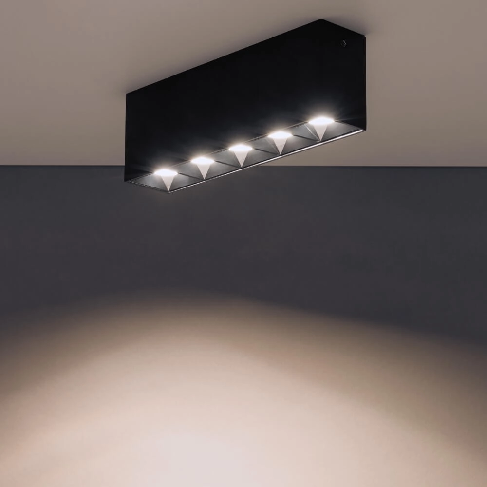 Zwarte opbouwspot Midi Led 5x1 leds - 4000K Lyora 5903139100588