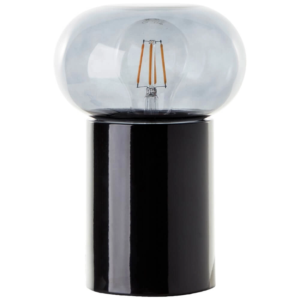 Zwarte tafellamp Knut met smoke glas Brilliant 4004353430169