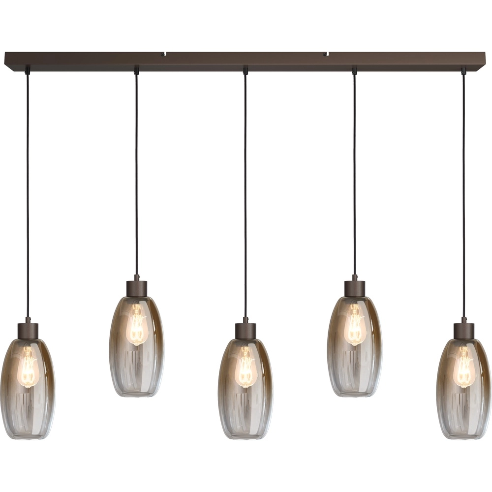 Glazen hanglamp Olive 5x Ø 15cm - cacao