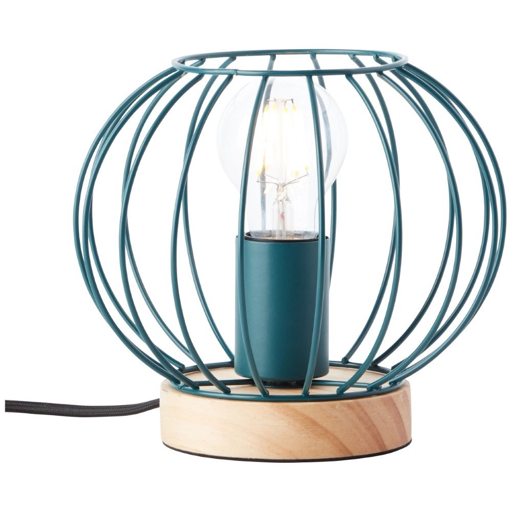 Tafellamp Sorana turquoise met hout