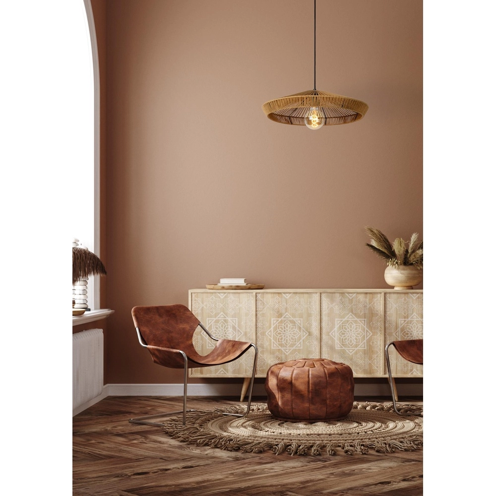 Hanglamp Yunkai Ø 50cm zwart met rotan Lucide 5411212105691