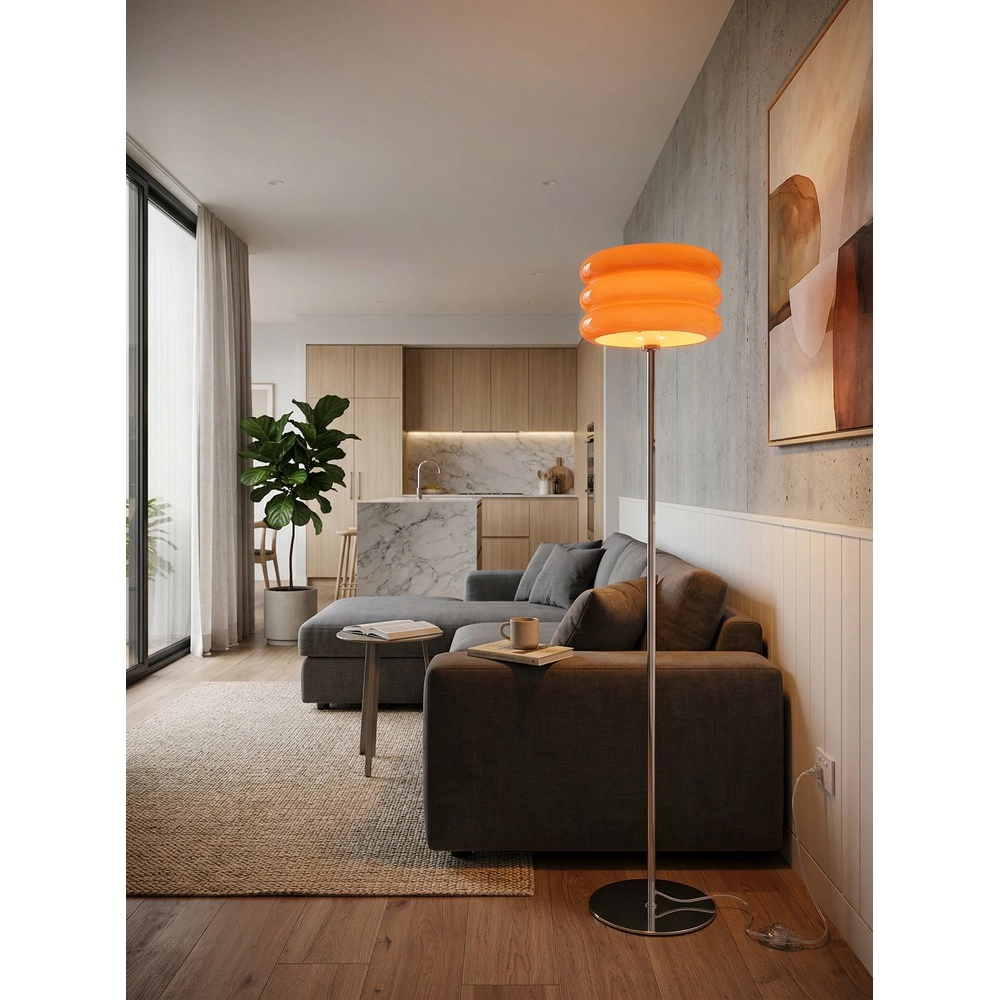 Design vloerlamp Tortora chroom met oranje Ø 30cm Eglo 9008606405626