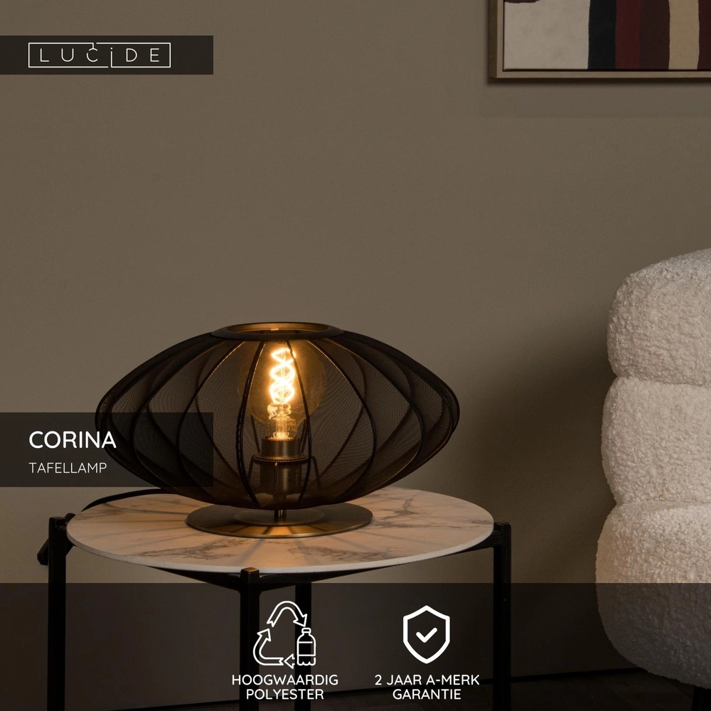 Tafellamp Corina zwart Ø 40cm Lucide 5411212032041