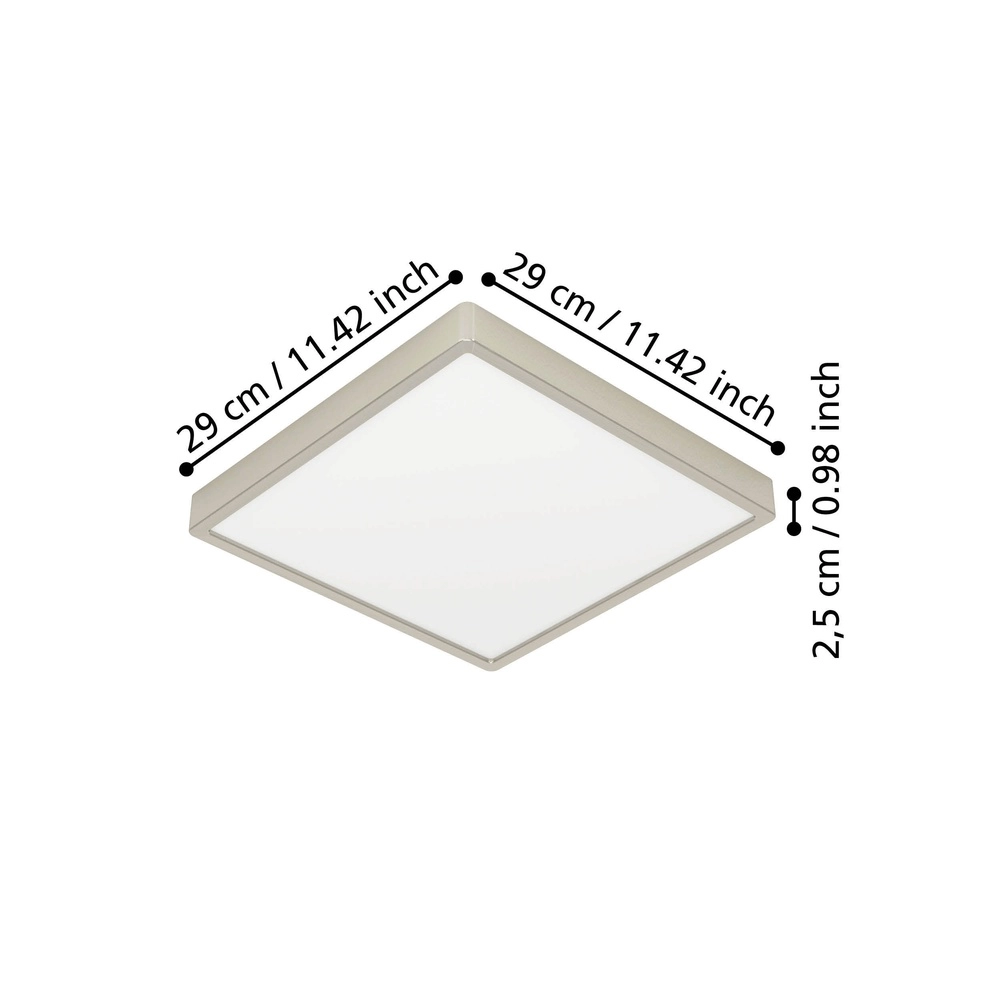 Led plafonnière Fueva 6 vierkant - rvs - 29x29cm Eglo 9008606330287