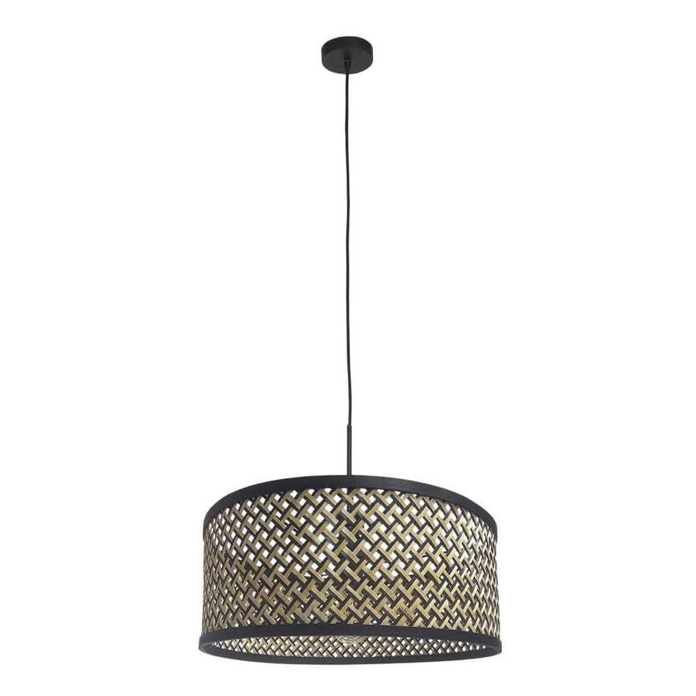 Hanglamp Sparkled Light zwart met bamboe kap Ø 50cm Steinhauer 8712746172522