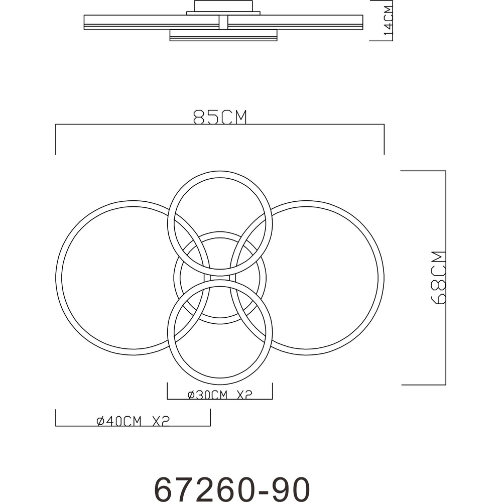Plafondlamp Rubio grijs 4 ringen Globo 9007371419913