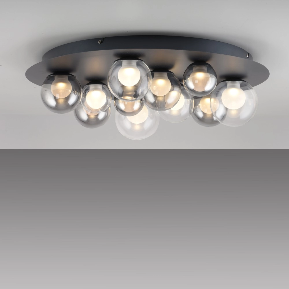 11-lichts plafondlamp Pure Popup Mystic grey met smoke glas Paul Neuhaus 4012248397176