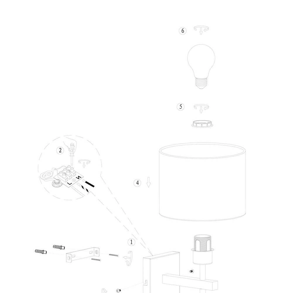 Wandlamp Stang zwart met bamboe Steinhauer 8712746172003