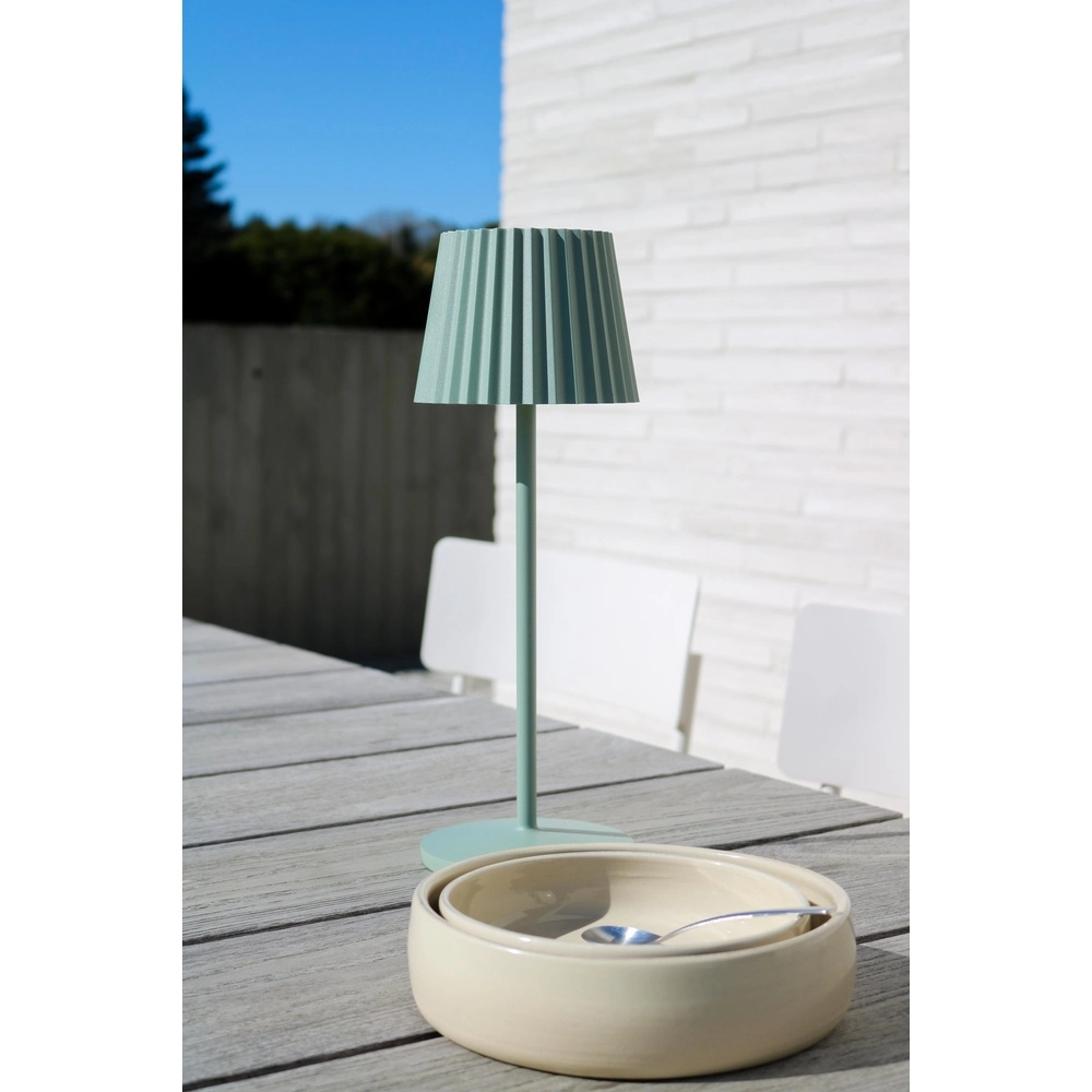 Oplaadbare tafellamp Justine groen met oplaadstation Lucide 5411212272225