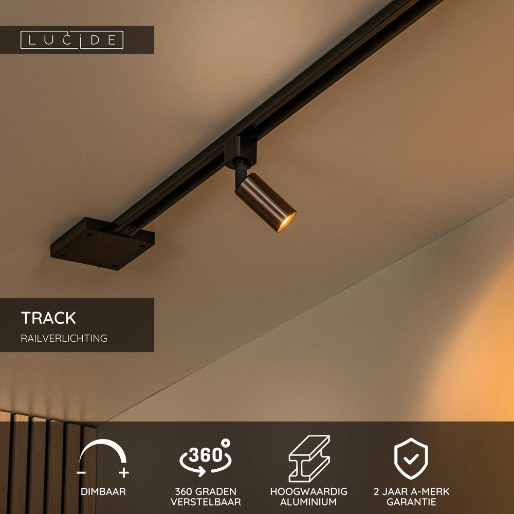 Railspot Track Ritmo 1-fase koffie bruin Lucide 5411212094094
