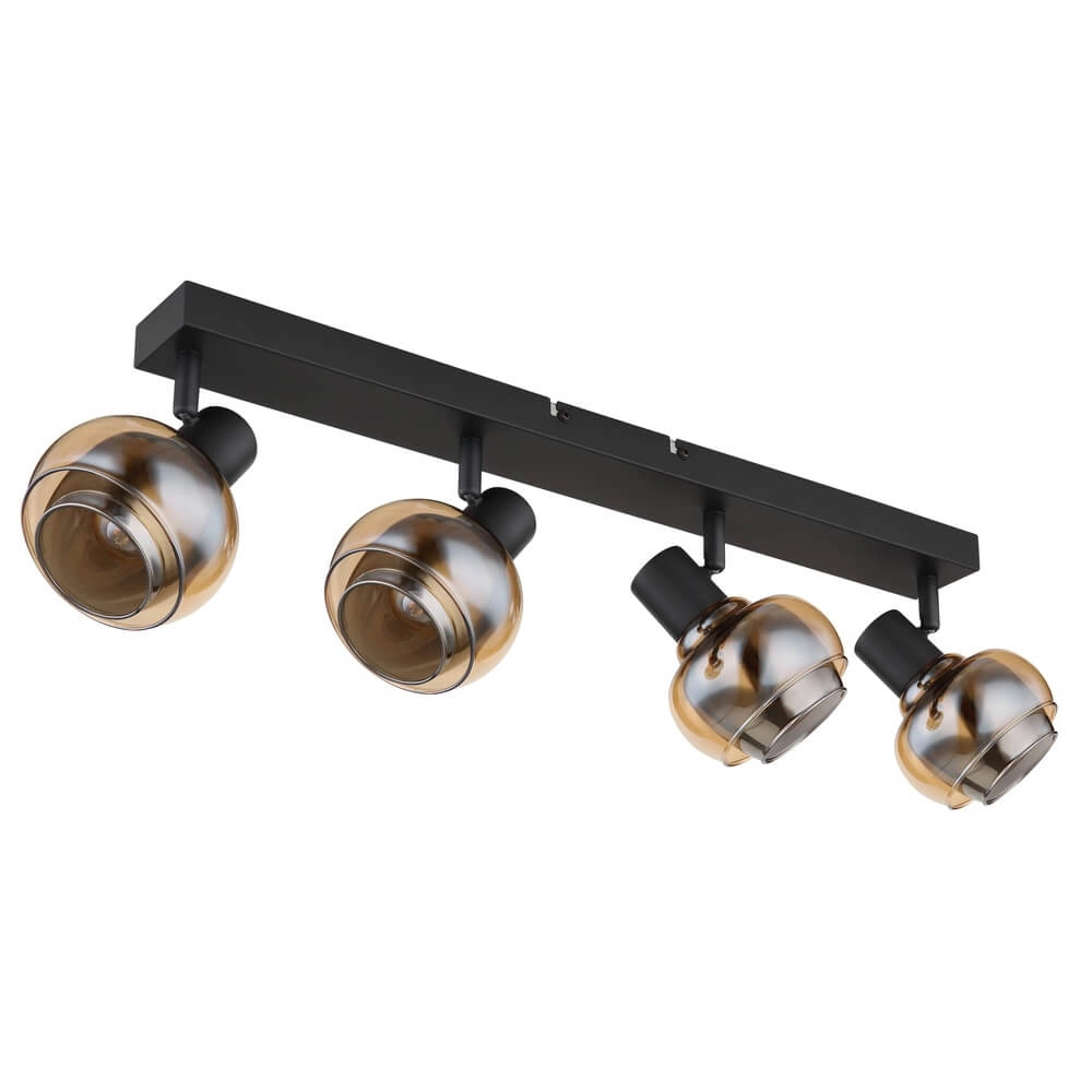 Zwarte plafondlamp Tokki 4-lichts amber smoke glas Globo 9007371446032