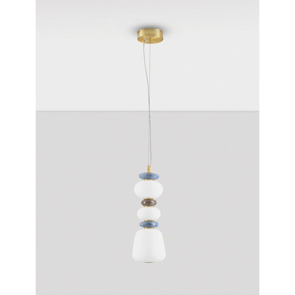 Hanglamp Palo wit - blauw - bruin Lyora 5212017483751