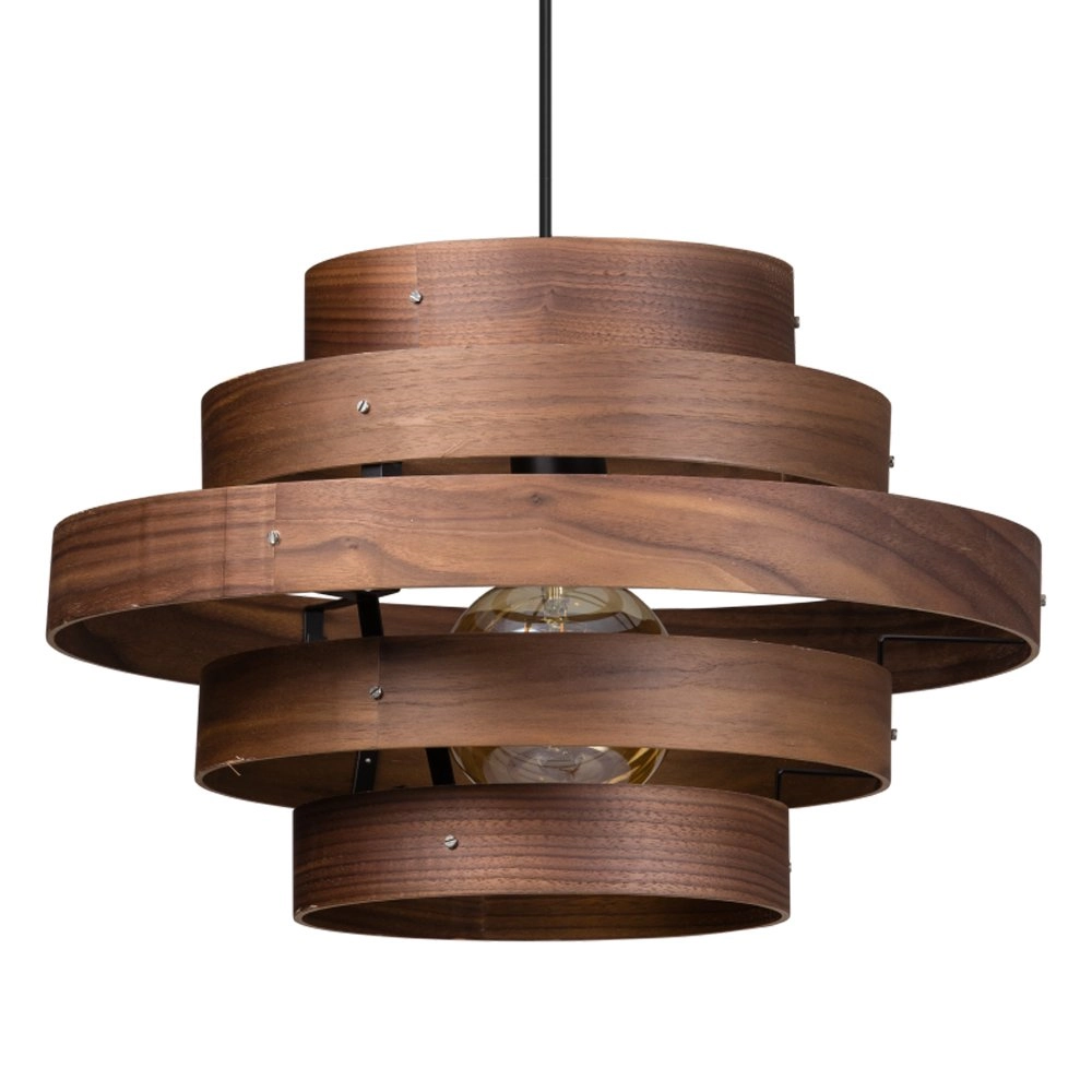 Stoere hanglamp Walnut 5-rings houtbruin ETH 8719075185742