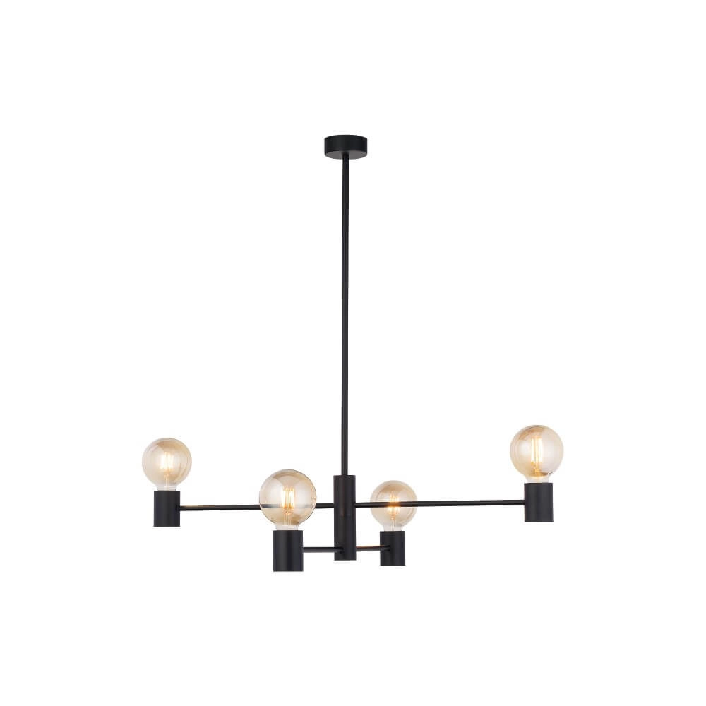 4-lichts zwarte hanglamp Radius