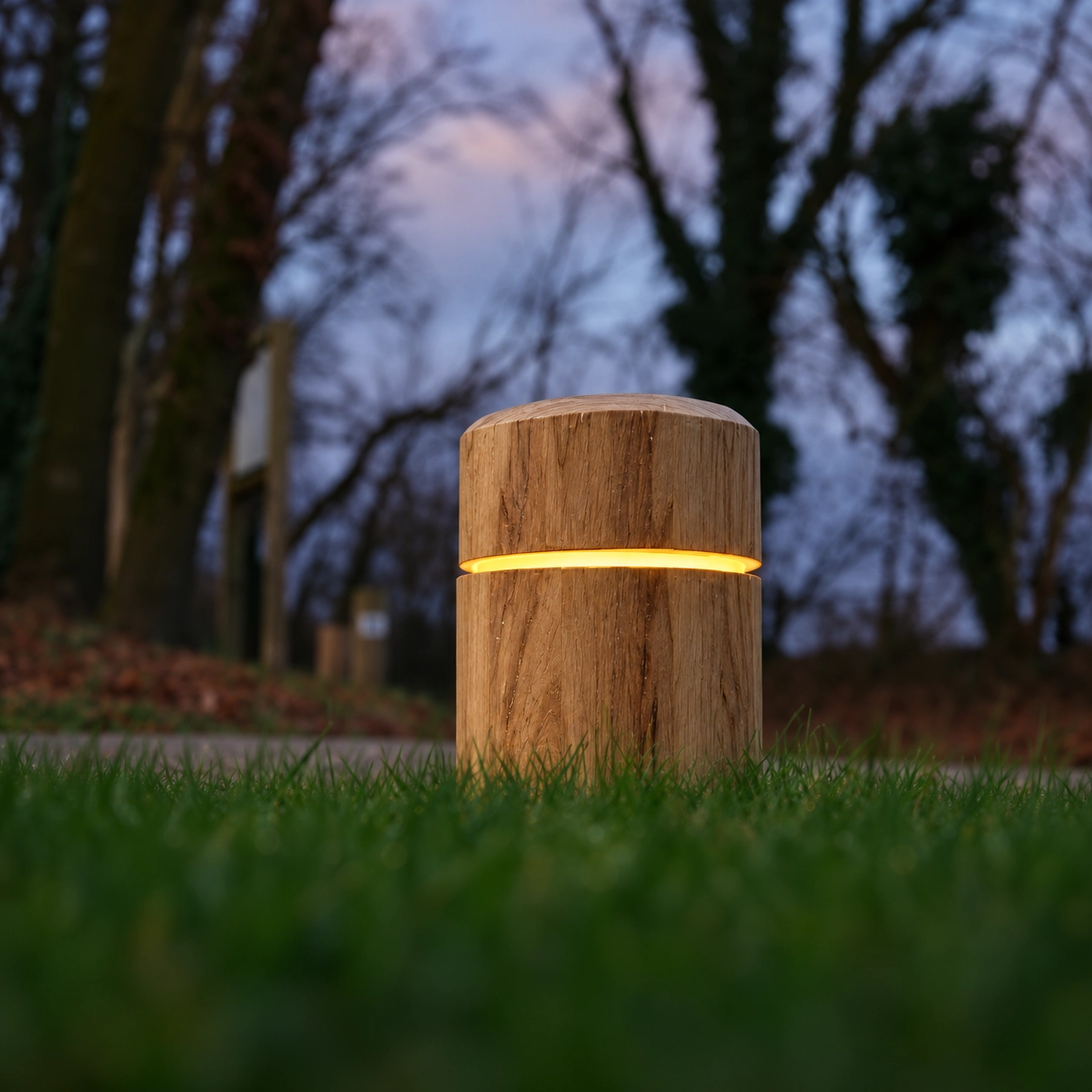 Houten borderverlichting Rondo Kastanje - 31,5cm - 2700K - rond