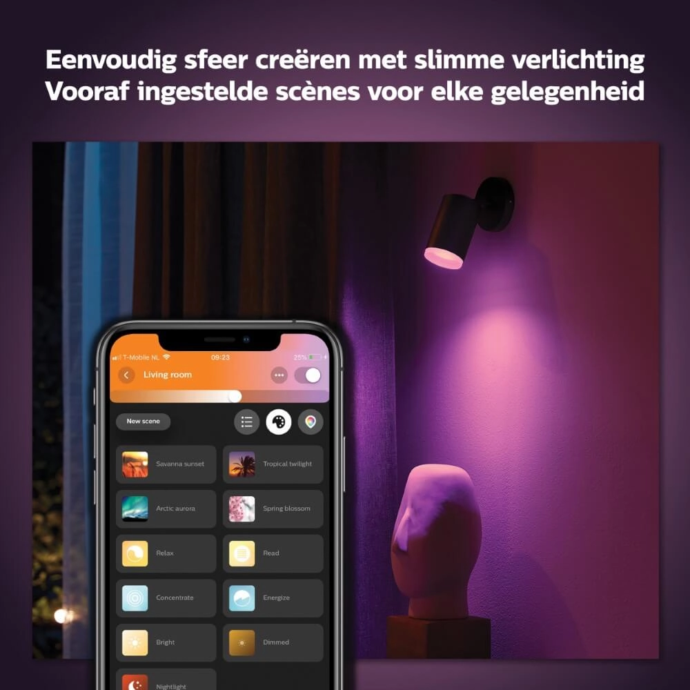 Enkele spot Hue Fugato - White and color zwart Philips 8718696171509