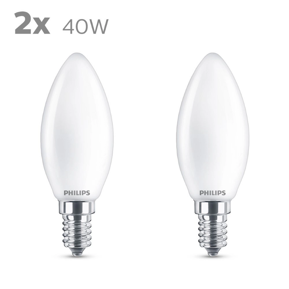 Lichtbron kaars 4,3W - E14 - 2700K - 470 lumen set van 2 Philips 8718699777692