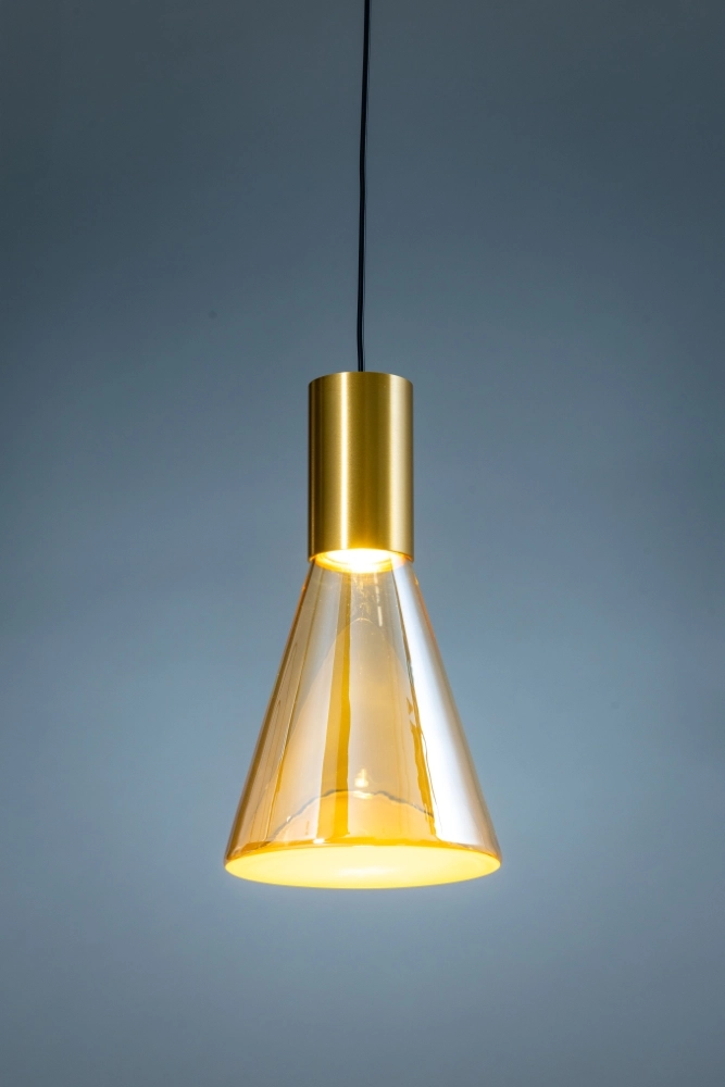 Eetkamer hanglamp Lisa goud met amber glas ETH 8720195310198
