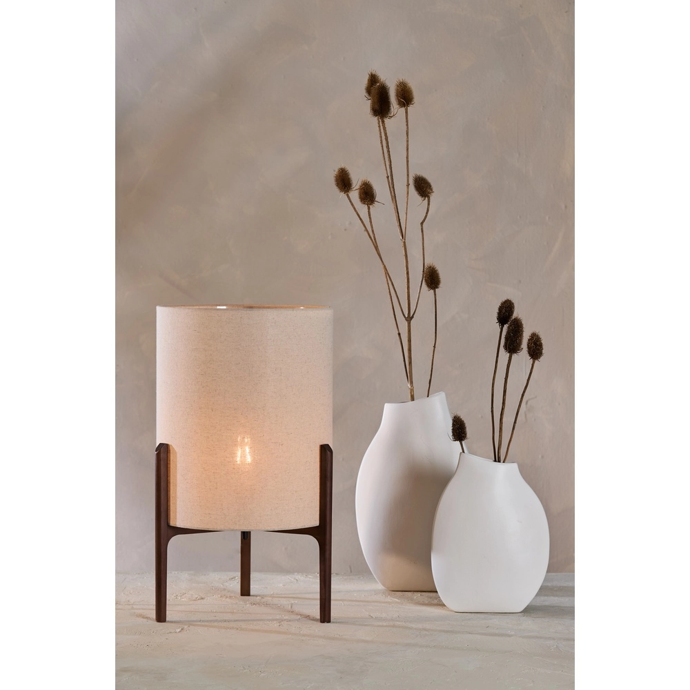 Schemerlamp Litto Ø 35cm - walnoot met naturel linnen Light & Living 8717807792718