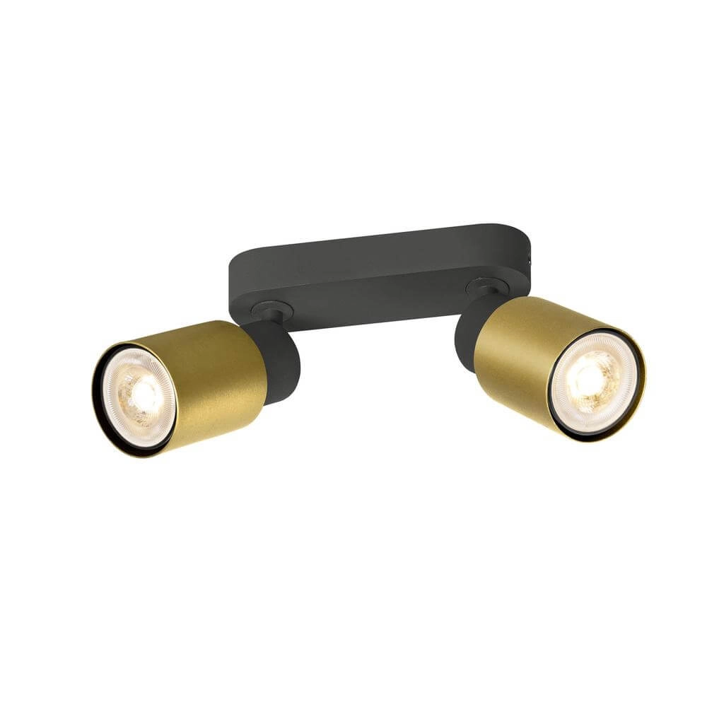 Dubbele spot Puri 2.0 Tube zwart-goud