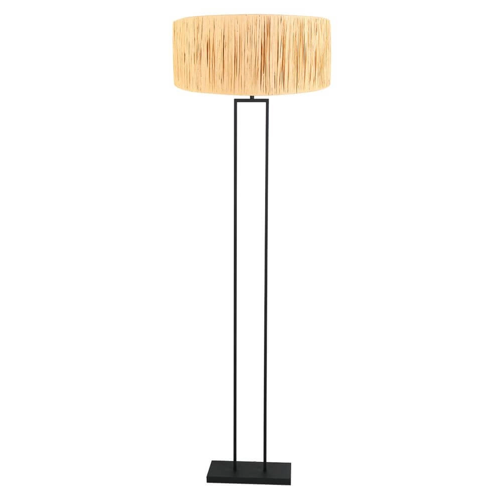 Vloerlamp 160cm Stang zwart met strokleurige kap