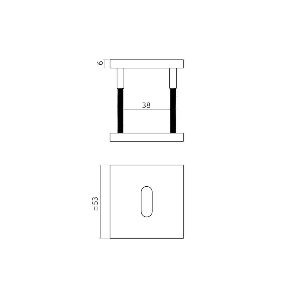 Set van 2 sleutelrozetten Tira vierkant RVS 53x53mm Intersteel 8714186695791