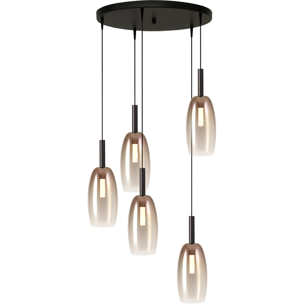 5L vide hanglamp Lido Olive met Ø 24cm gold-fading glas