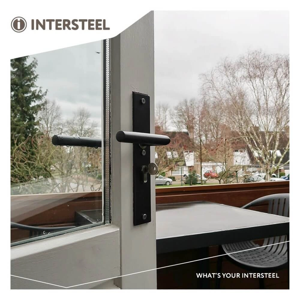 Achterdeurbeslag Aurano kerntrekbeveiliging PC 55mm recht zwart Intersteel 8714186428276
