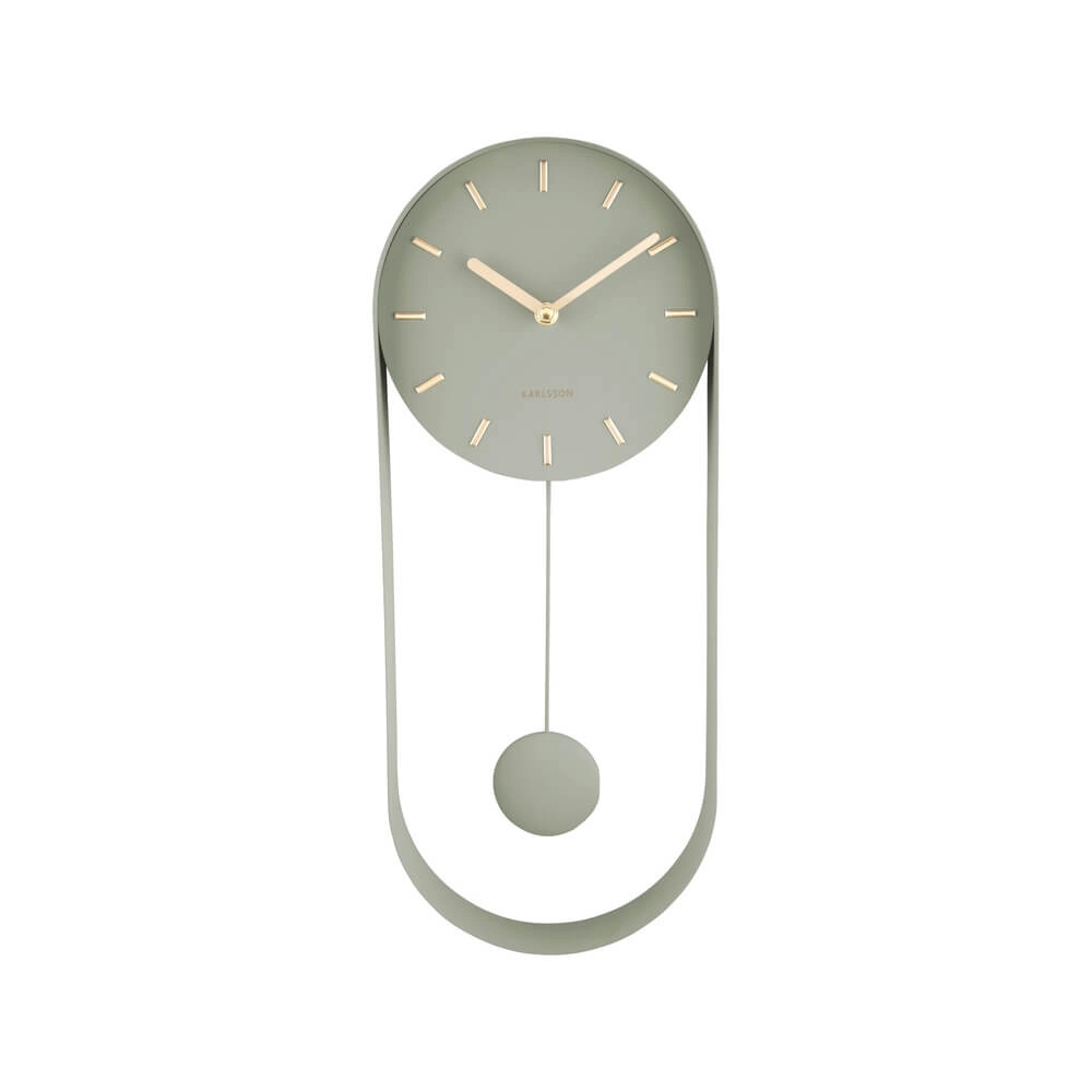 Wandklok Pendulum Charm groen - Ø 20 x 50cm